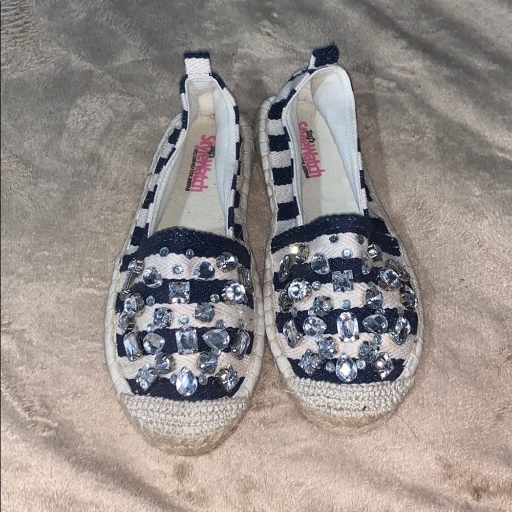 Striped bling espadrilles